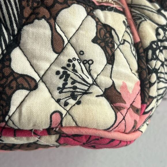 Vera Bradley Cosmetic Makeup Travel Bag Mocha Rouge Quilted Cotton Floral - Picture 6 of 16